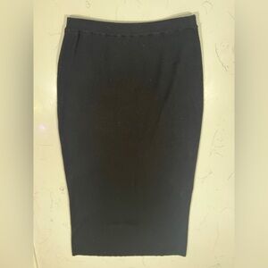 Elegant Black Stretchy Wool-like Pencil Skirt